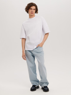 Белая футболка мужская с лайкрой Oversize